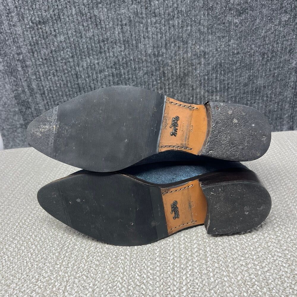 Coach Bowery Chelsea Boots Metallic Blue Leather Ankle Bootie Women’s 6.5 M - Picture 6 of 8